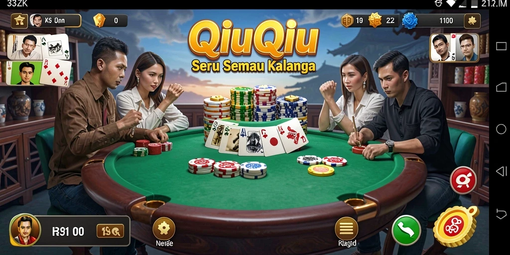 Screenshot dari gameplay 33ZK yang menampilkan momen seru QiuQiu.
