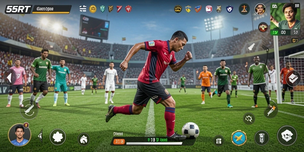Tangkapan layar menunjukkan gameplay mendebarkan di 55RT dengan grafis luar biasa.