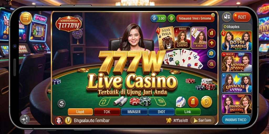 Tampilan permainan Live Casino yang menarik di 7777W.