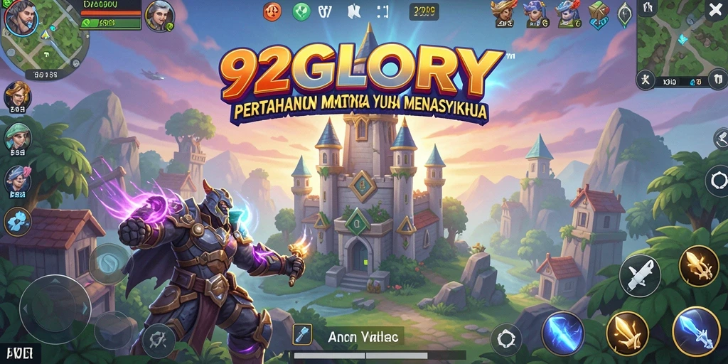 Tampilan menara dalam aksi melawan gelombang musuh di 92GLORY.