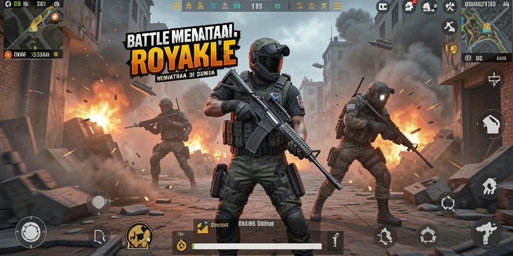 Tangkapan layar utama CINA365 menampilkan aksi intens Battle Royale.