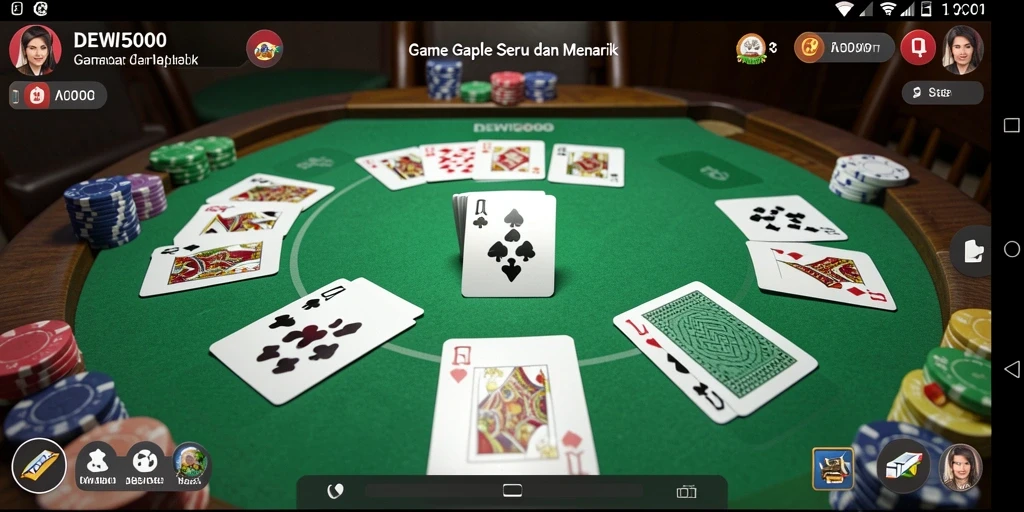 Screenshot gameplay DEWI5000 menunjukkan pengalaman Gaple yang seru.