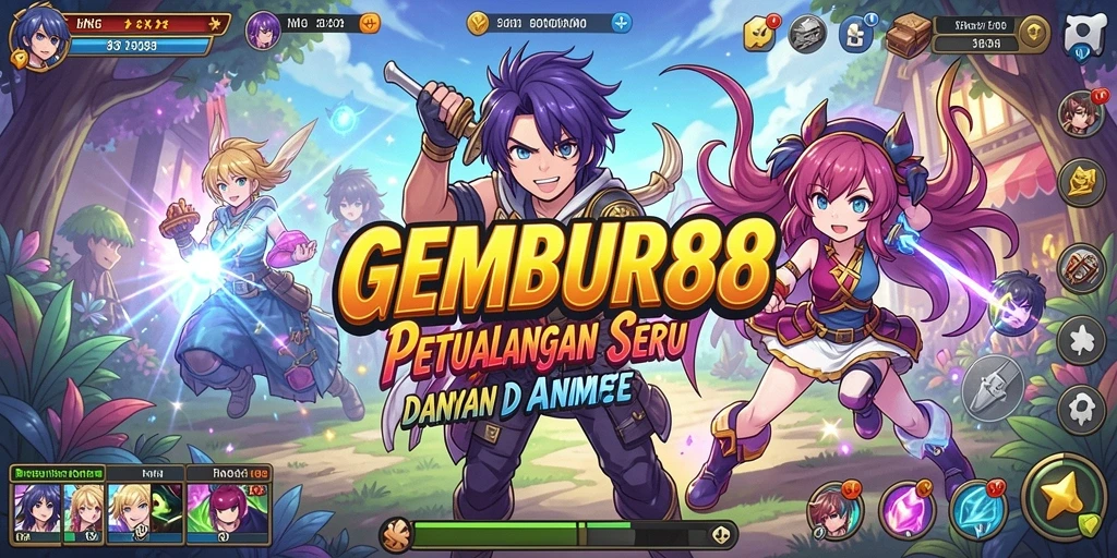 Tampilan gameplay GEMBUR88 dengan karakter anime yang menarik dan aksi seru.