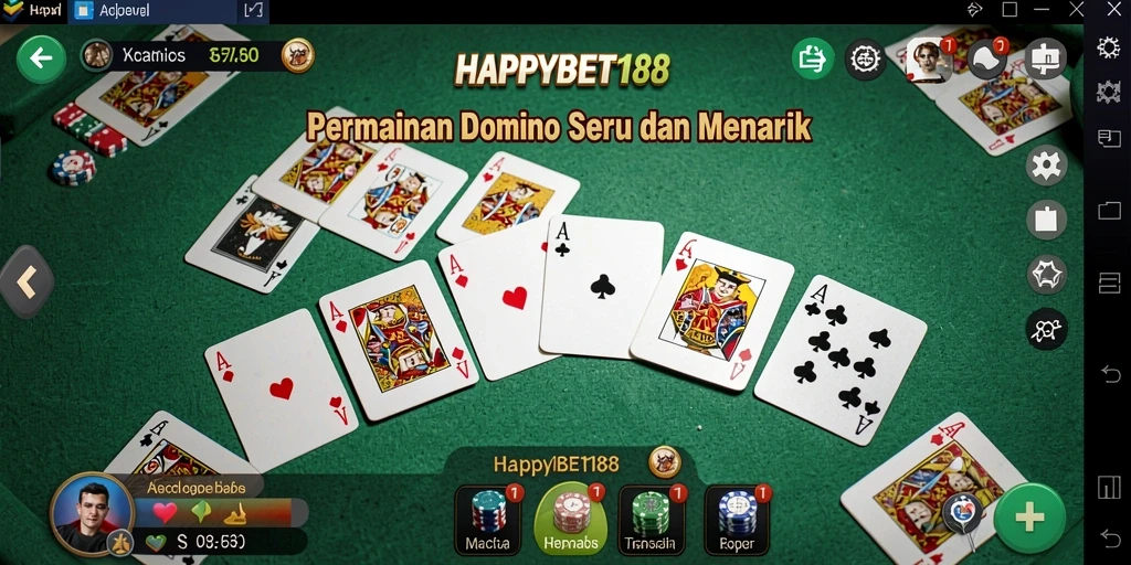 Tangkapan layar utama permainan HAPPYBET188 menunjukkan keseruan bermain Domino.