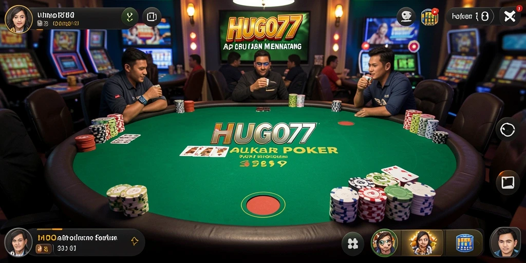 Tampilan menarik dari gameplay Poker di HUGO77 dengan grafik yang memukau.
