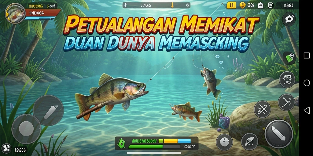 Tampilan gameplay IND666 menampilkan serunya memancing di lokasi eksotis.
