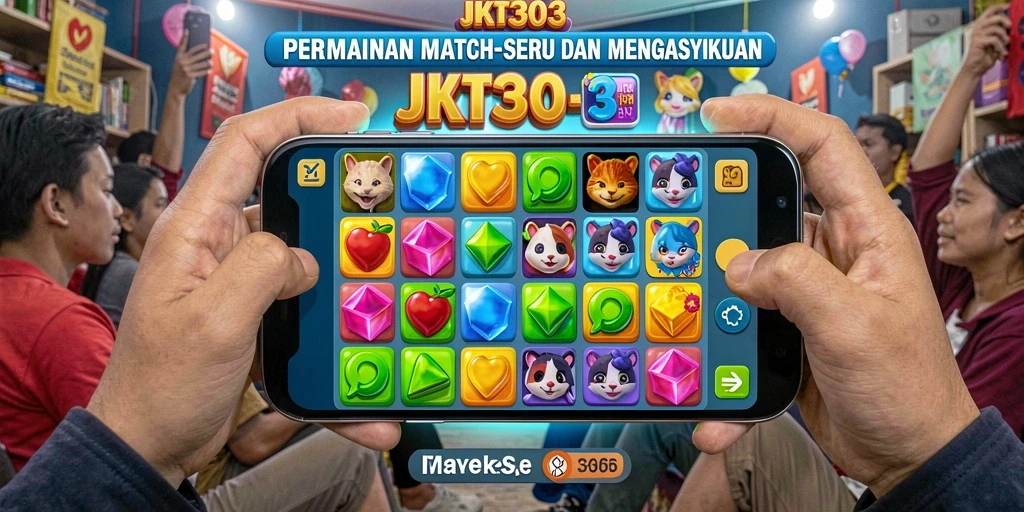Gameplay seru Match-3 dalam JKT303 dengan kombinasi warna yang memikat.