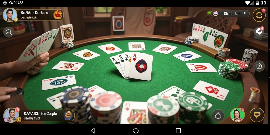Tampilan gameplay KAYA33 yang menggambarkan permainan Gaple yang seru.