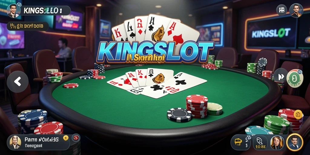Tampilan gameplay KINGSLOT dengan suasana permainan poker yang menarik.