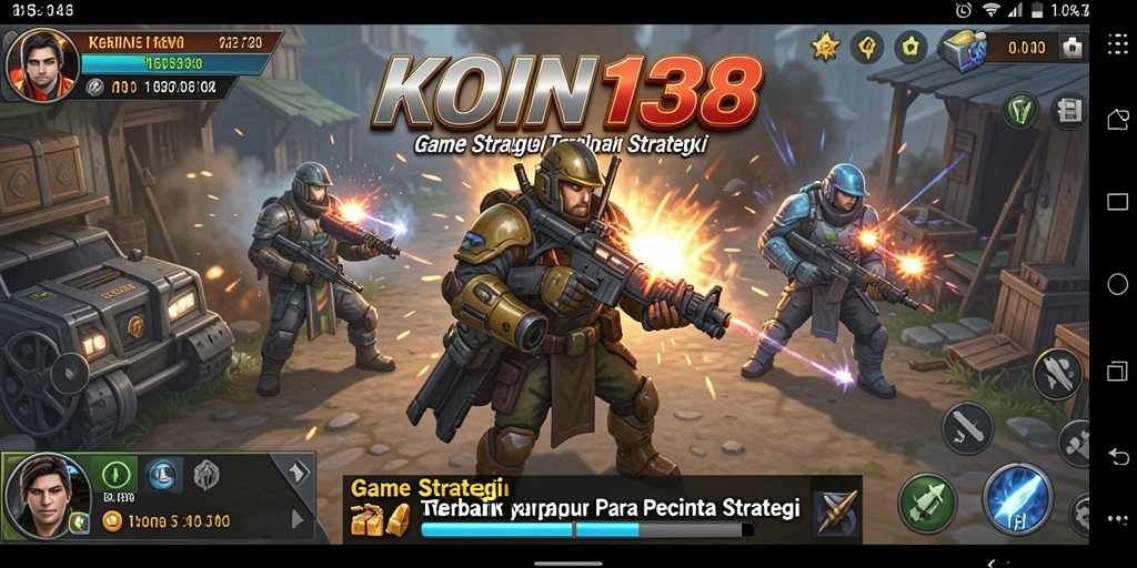 Screenshot gameplay KOIN138 yang menunjukkan strategi dan pertempuran.