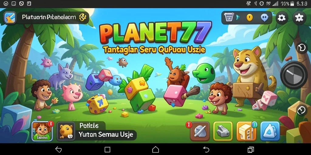 Screenshot gameplay PLANET77 menunjukkan tantangan puzzle yang menarik.
