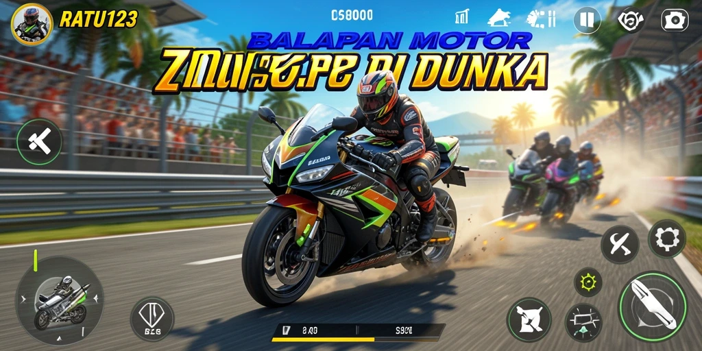 Tampilan balapan mendebarkan di RATU123 dengan motor kustom.