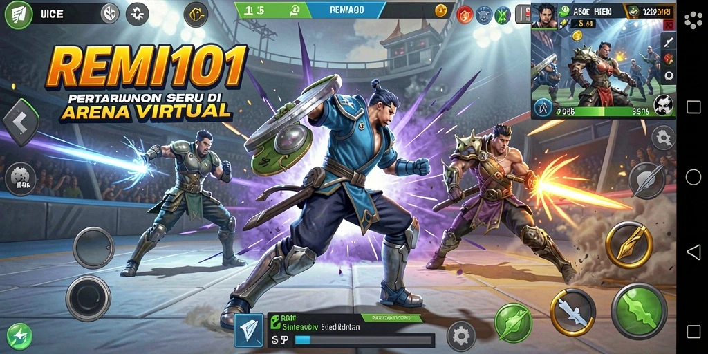 Tampilan pertarungan seru dalam game REMI101.