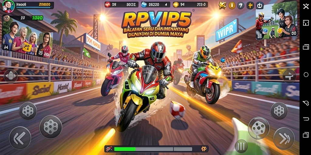 Gameplay seru RPVIP5 dengan aksi balapan yang mendebarkan.