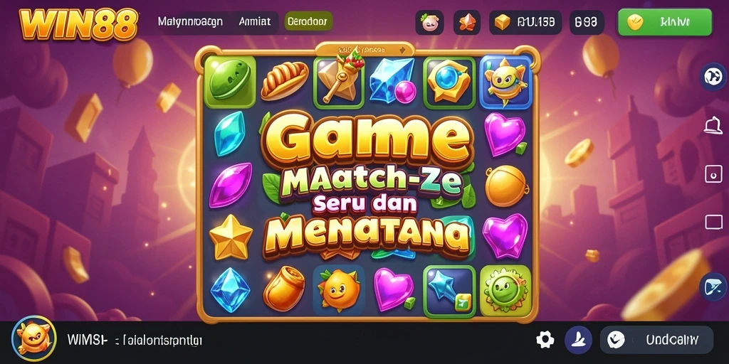 Screenshot menunjukkan gameplay seru di WIN88 dengan tantangan Match-3.