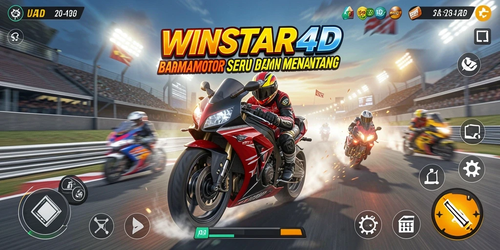 Tangkapan layar dari gameplay balap motor yang mendebarkan.